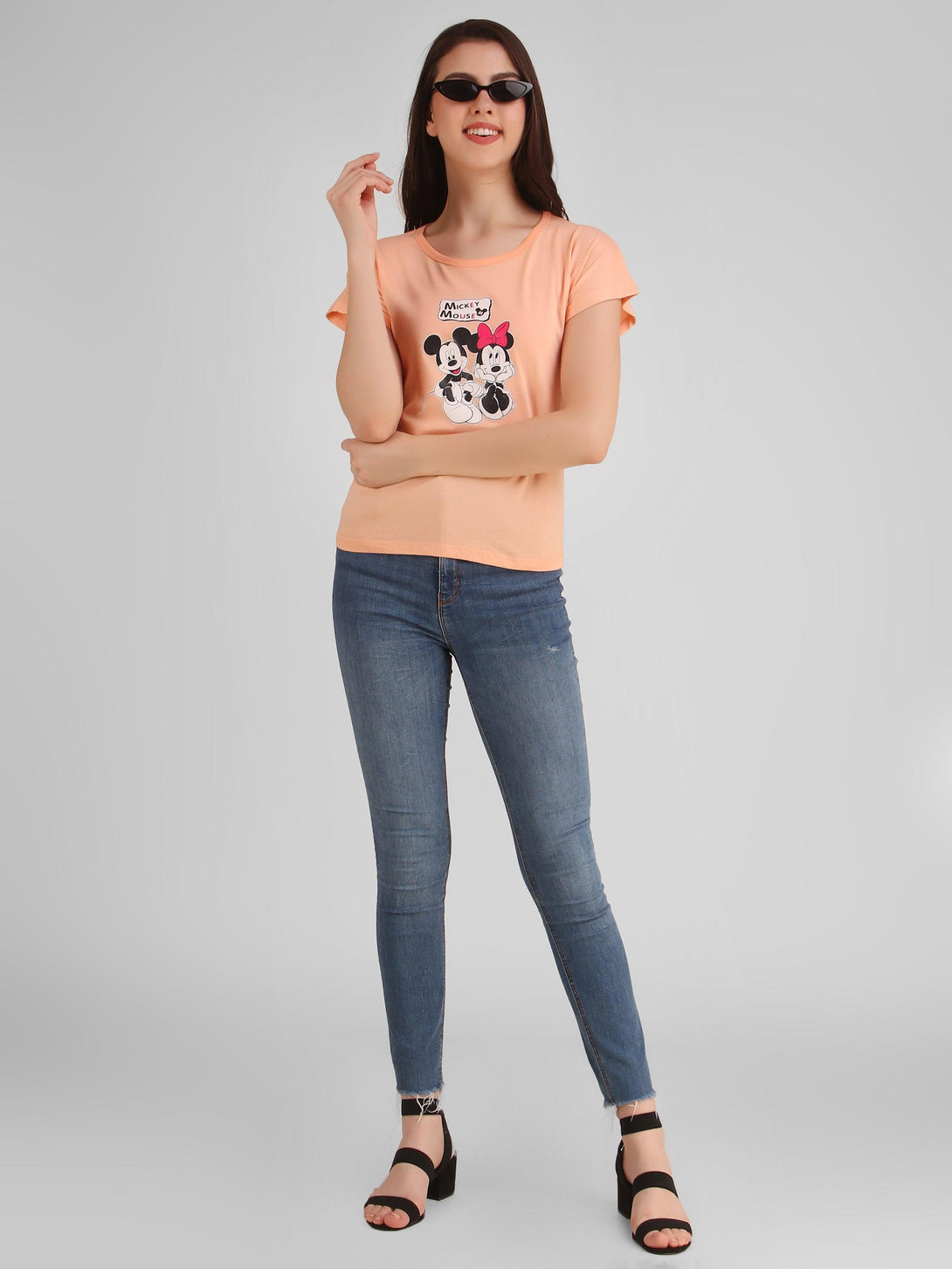 Women Peach Mickey Top - NOZ2TOZ - Indiakreations