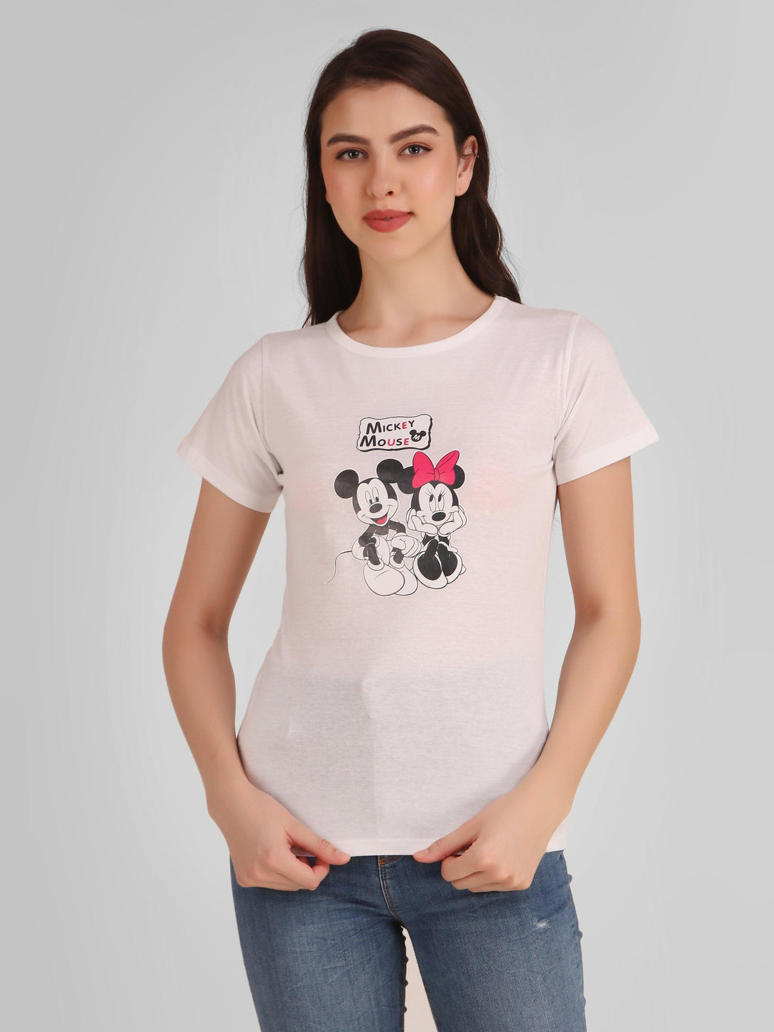 Women White Mickey Top - NOZ2TOZ - Indiakreations