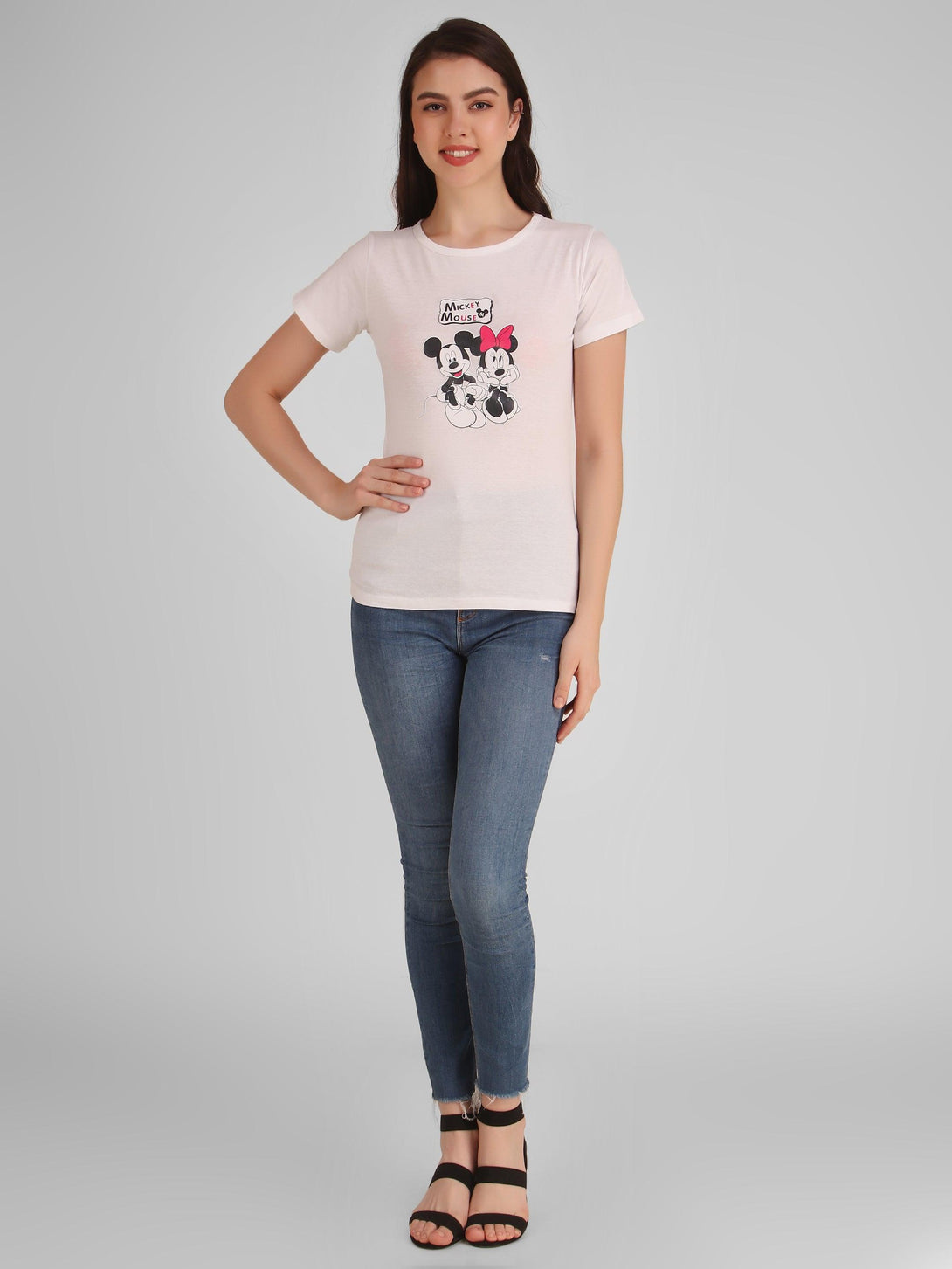 Women White Mickey Top - NOZ2TOZ - Indiakreations