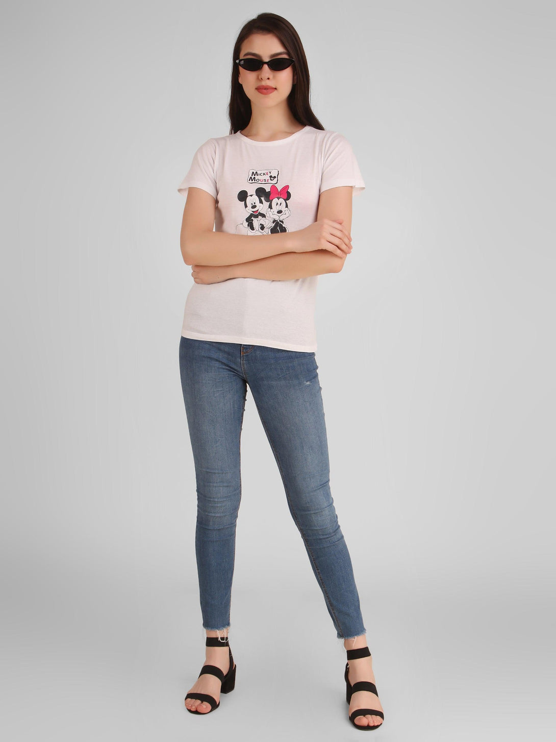 Women White Mickey Top - NOZ2TOZ - Indiakreations