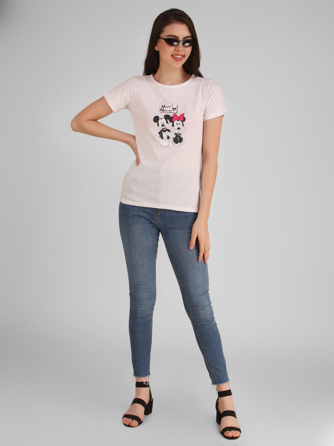 Women White Mickey Top - NOZ2TOZ - Indiakreations