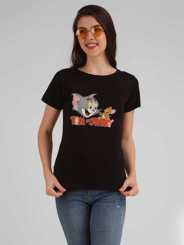 Women Black Tom & Jerry Top - NOZ2TOZ - Indiakreations