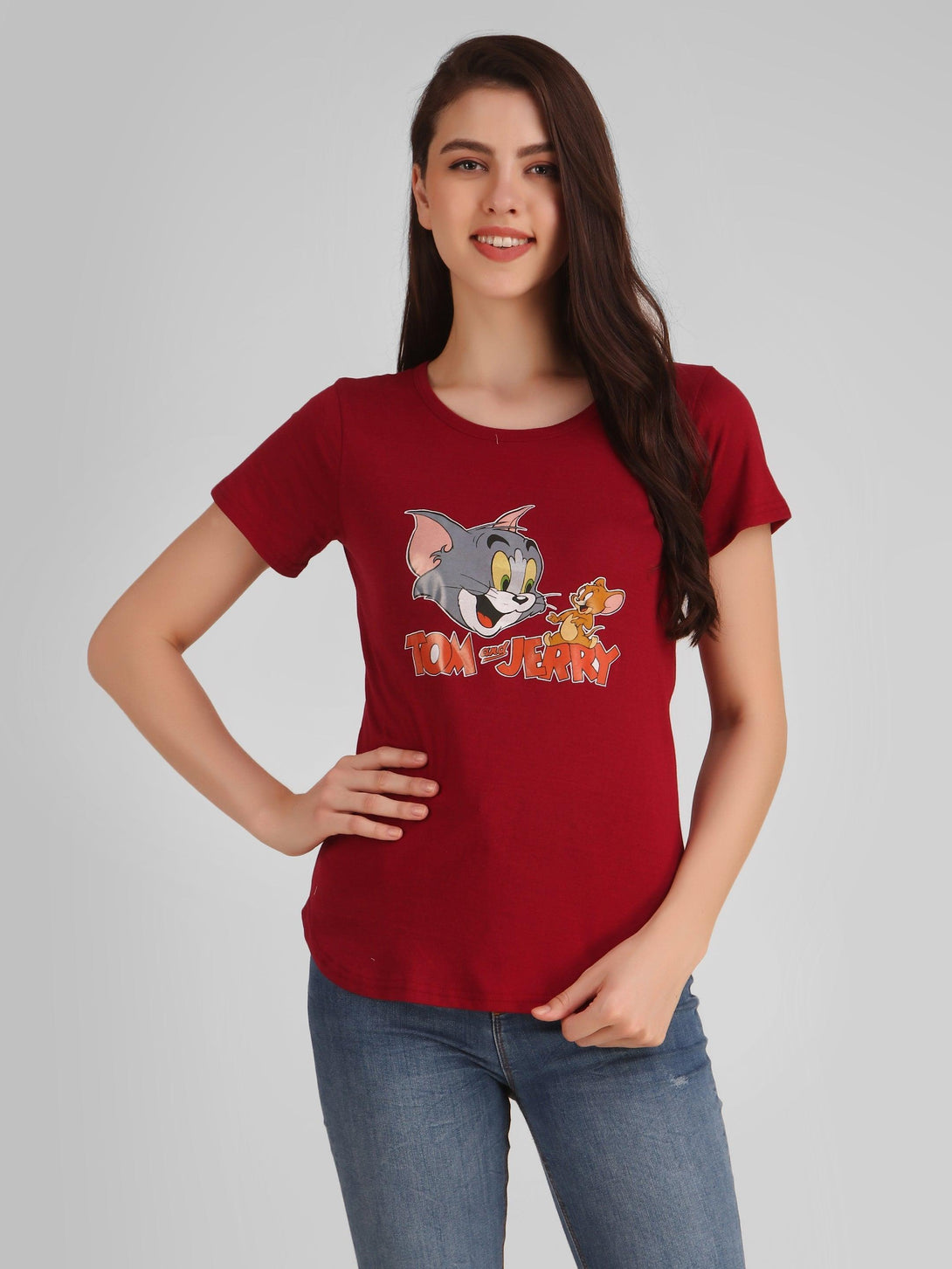 Women Maroon Tom & Jerry Top - NOZ2TOZ - Indiakreations