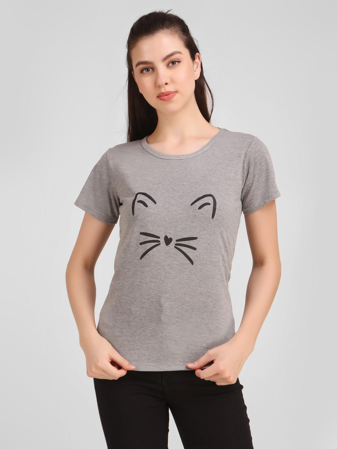 Women Grey Meow Top - NOZ2TOZ - Indiakreations