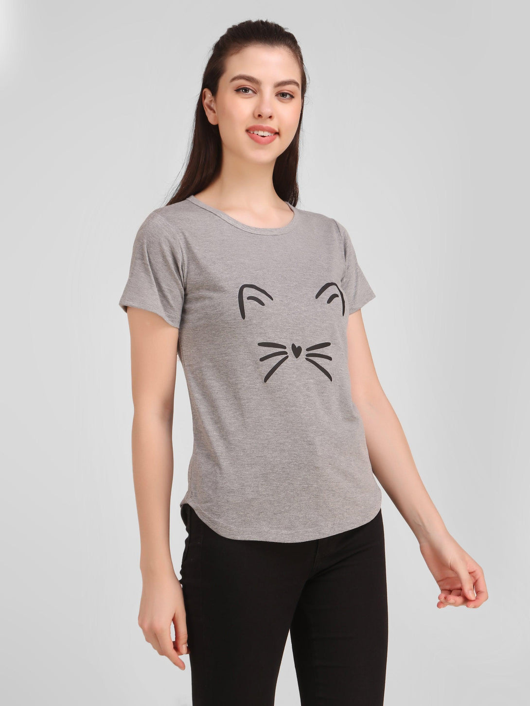 Women Grey Meow Top - NOZ2TOZ - Indiakreations