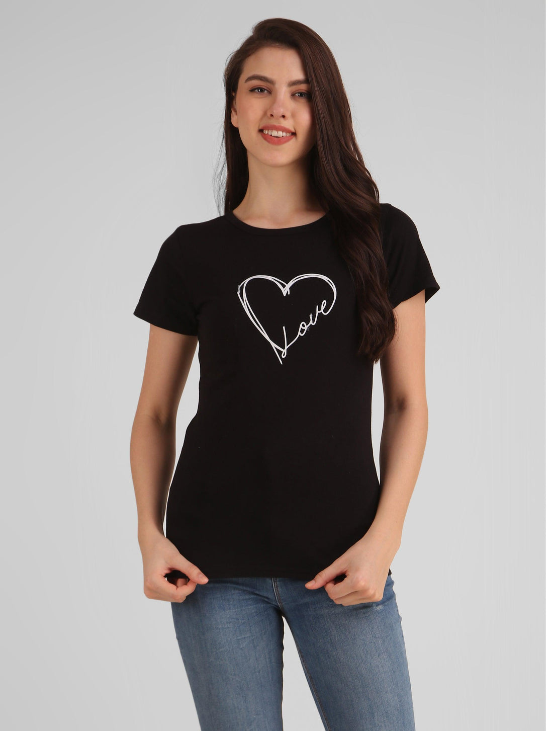 Women Black Love Top - NOZ2TOZ - Indiakreations