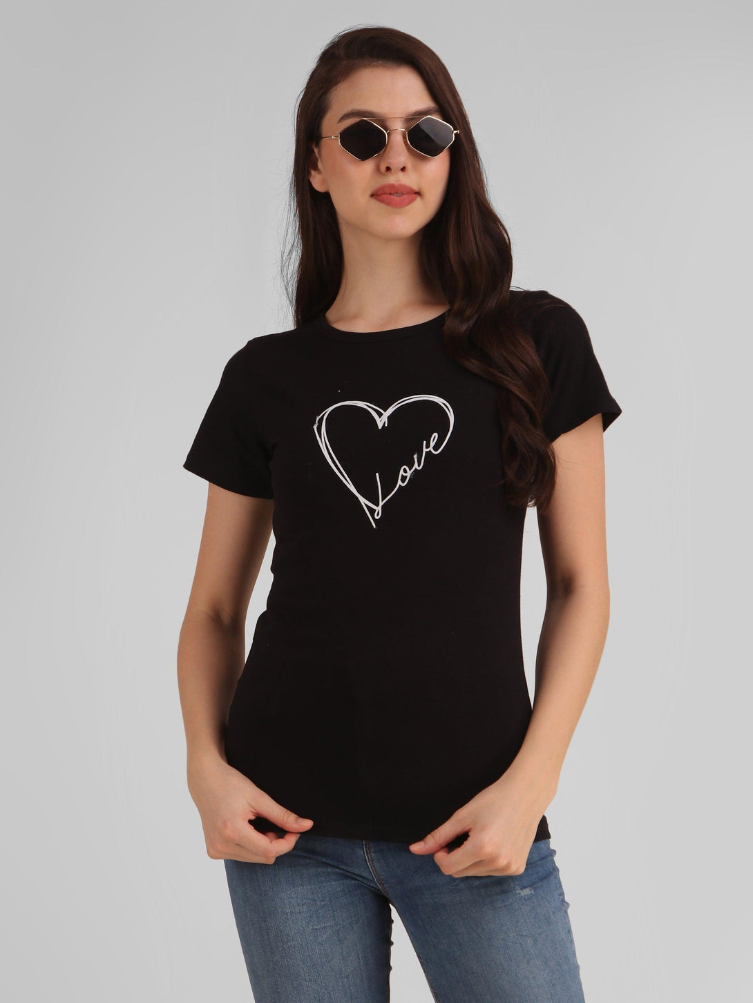 Women Black Love Top - NOZ2TOZ - Indiakreations