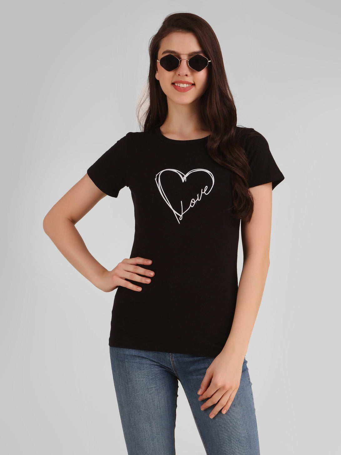 Women Black Love Top - NOZ2TOZ - Indiakreations