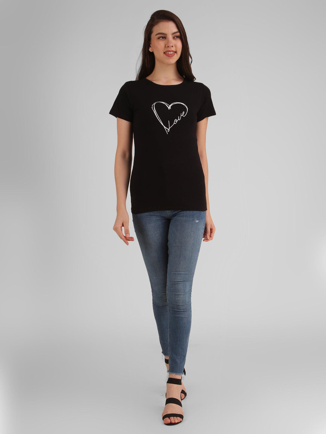 Women Black Love Top - NOZ2TOZ - Indiakreations