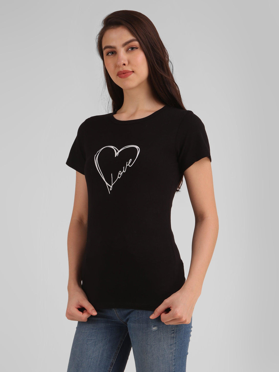 Women Black Love Top - NOZ2TOZ - Indiakreations