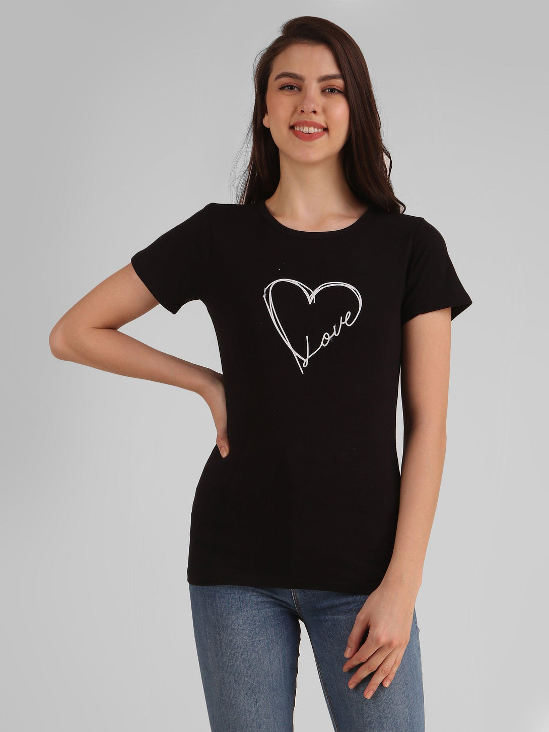 Women Black Love Top - NOZ2TOZ - Indiakreations