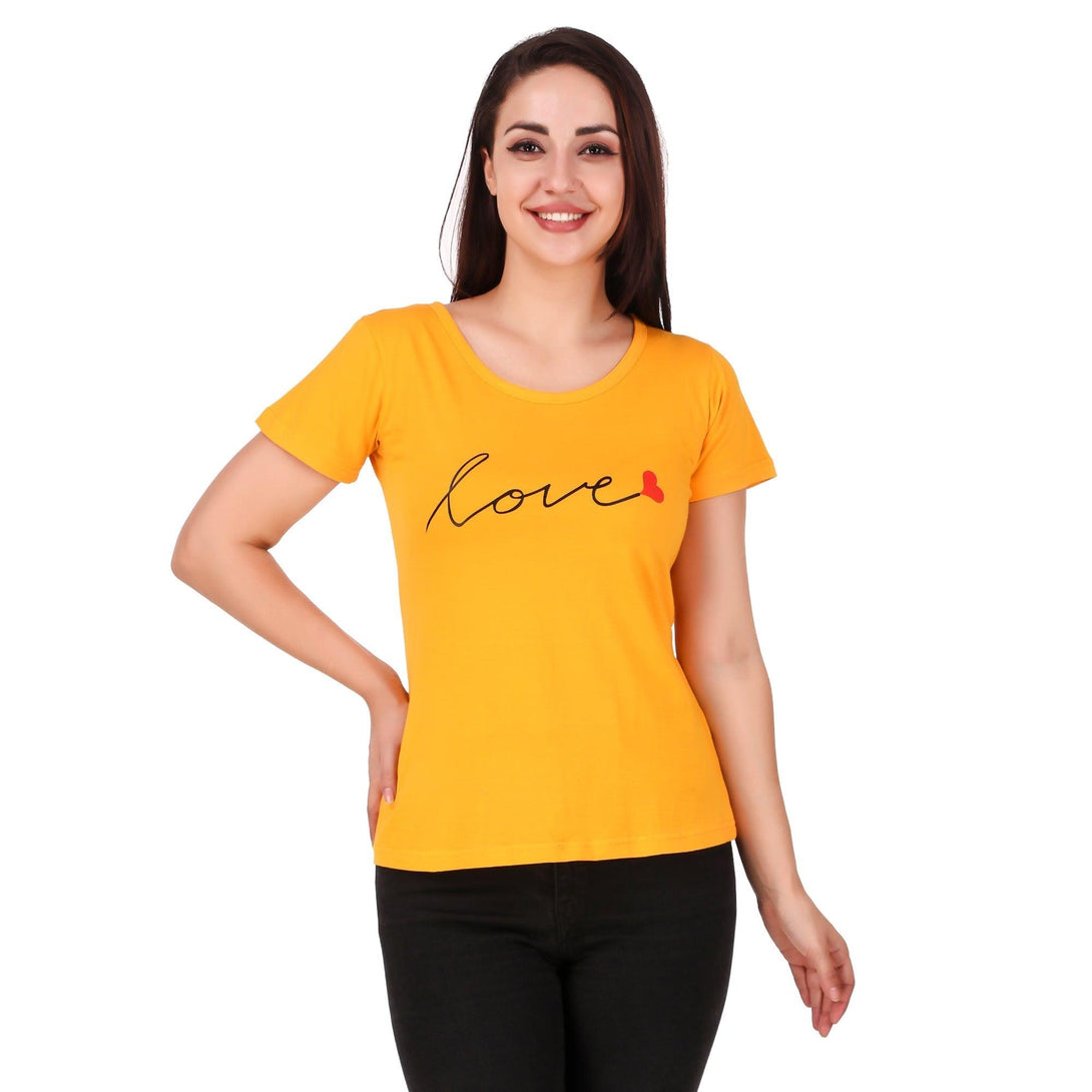 Women Yellow Love Top - NOZ2TOZ - Indiakreations