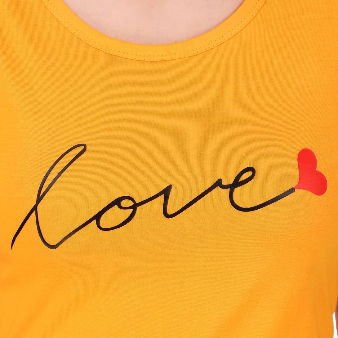 Women Yellow Love Top - NOZ2TOZ - Indiakreations