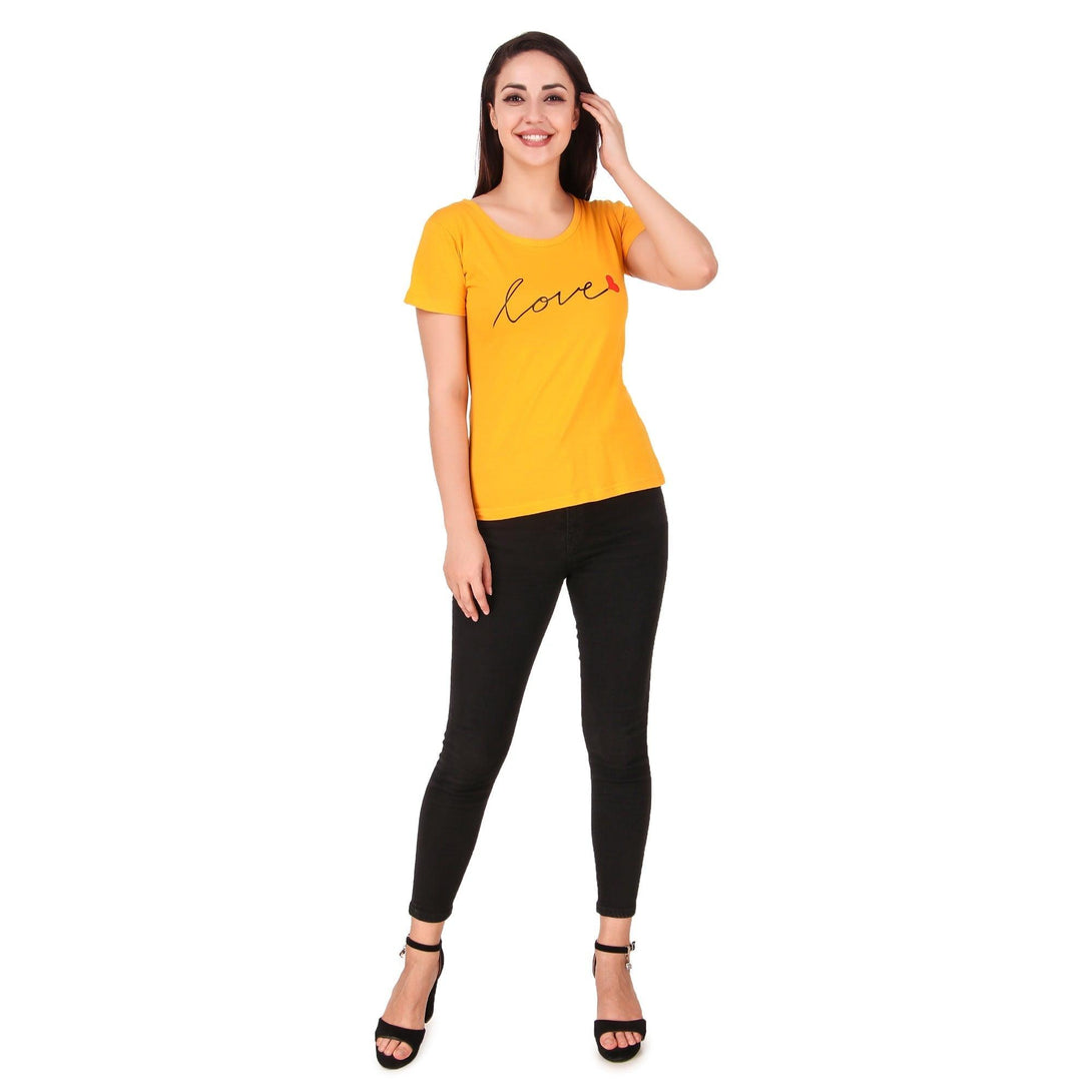 Women Yellow Love Top - NOZ2TOZ - Indiakreations