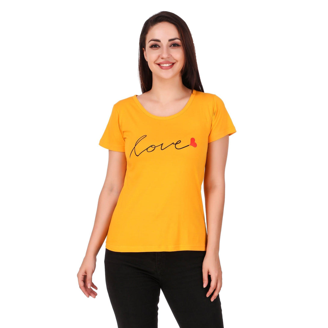 Women Yellow Love Top - NOZ2TOZ - Indiakreations