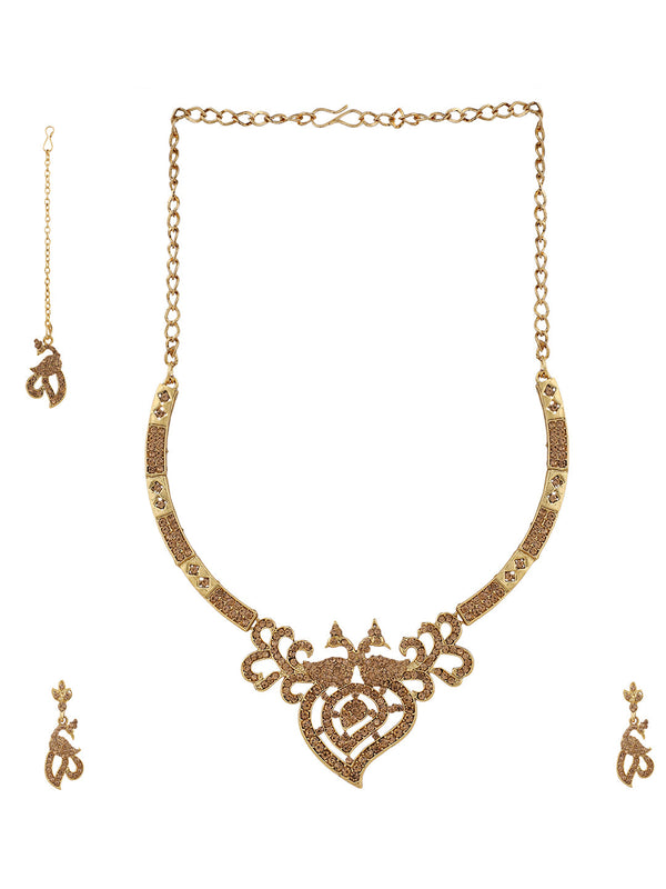 Women's Gold Plated LCT & White Stone Studded Jewellery Set - Anikas Creation