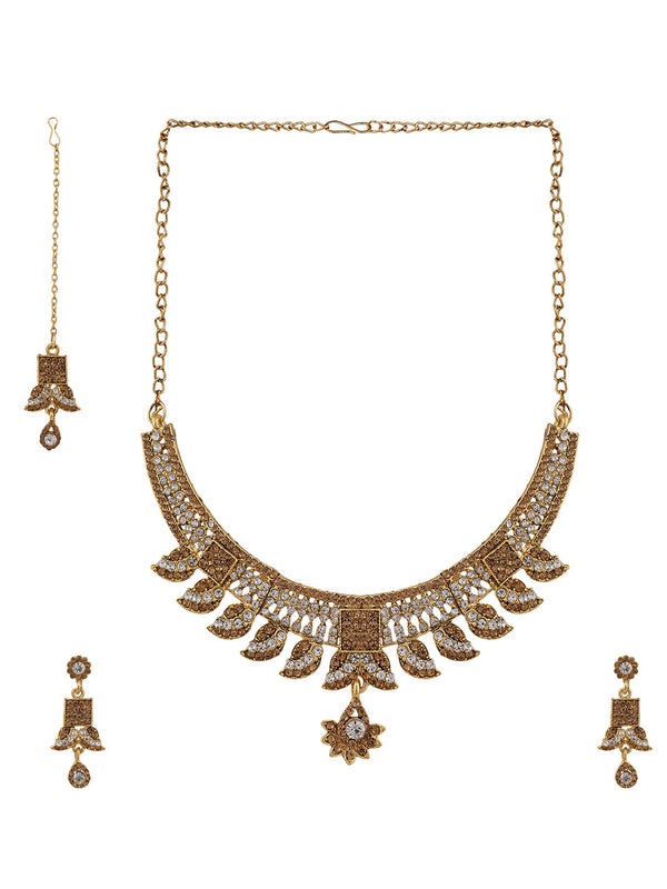 Women's Gold Plated LCT & White Stone Studded Jewellery Set - Anikas Creation