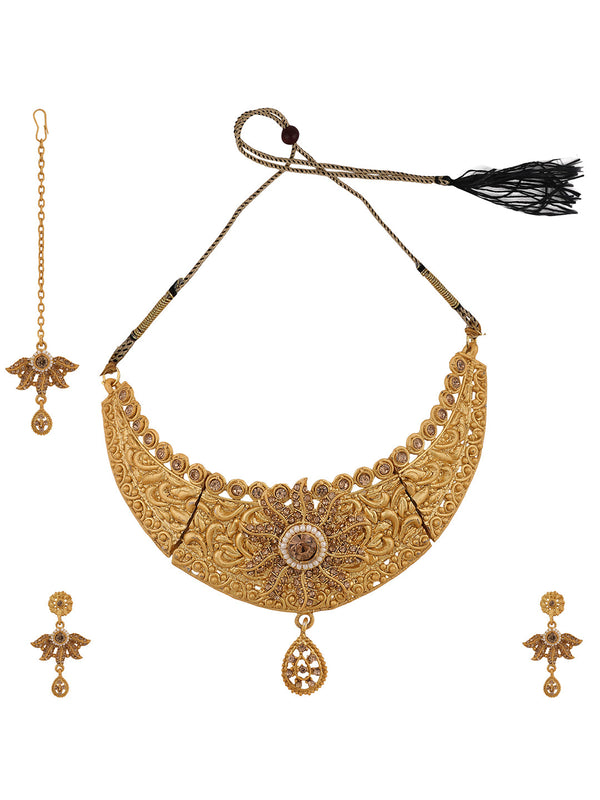 Women's Traditional Gold Plated Choker Jewellery Set - Anikas Creation