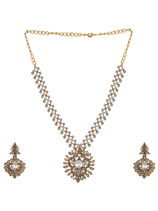 Women's Gold Plated LCT & White Stone Studded Jewellery Set - Anikas Creation