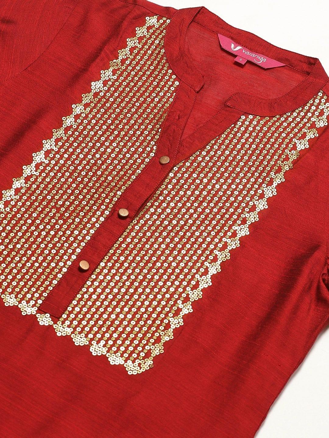 Red Yoke Design Kurta With Palazzos - Indiakreations