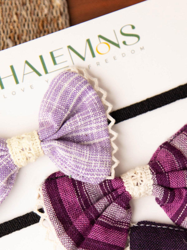 Girl's Jamun Baby Girl Toddler Handmade Bow Hair Bands pack of 3 - HALEMONS - Indiakreations