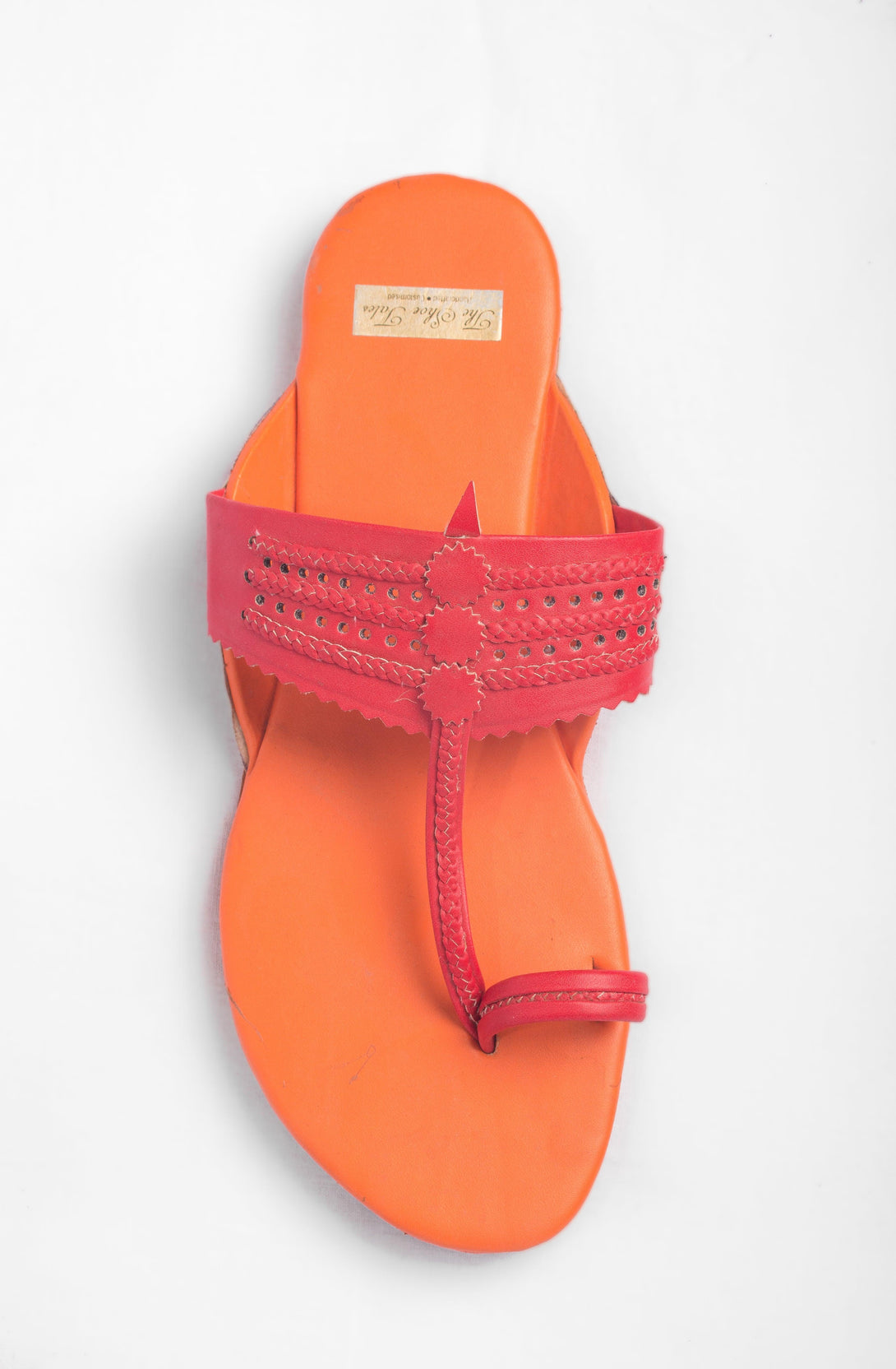 Women's Orange &Red Kolhapuris - The Shoe Tales - Indiakreations