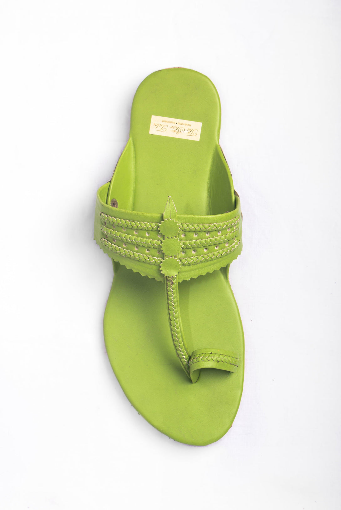 Women's Green Kolhapuris - The Shoe Tales - Indiakreations