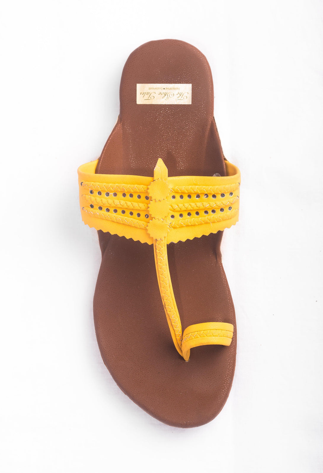 Women's Brown & Yellow Kolhapuris - The Shoe Tales - Indiakreations