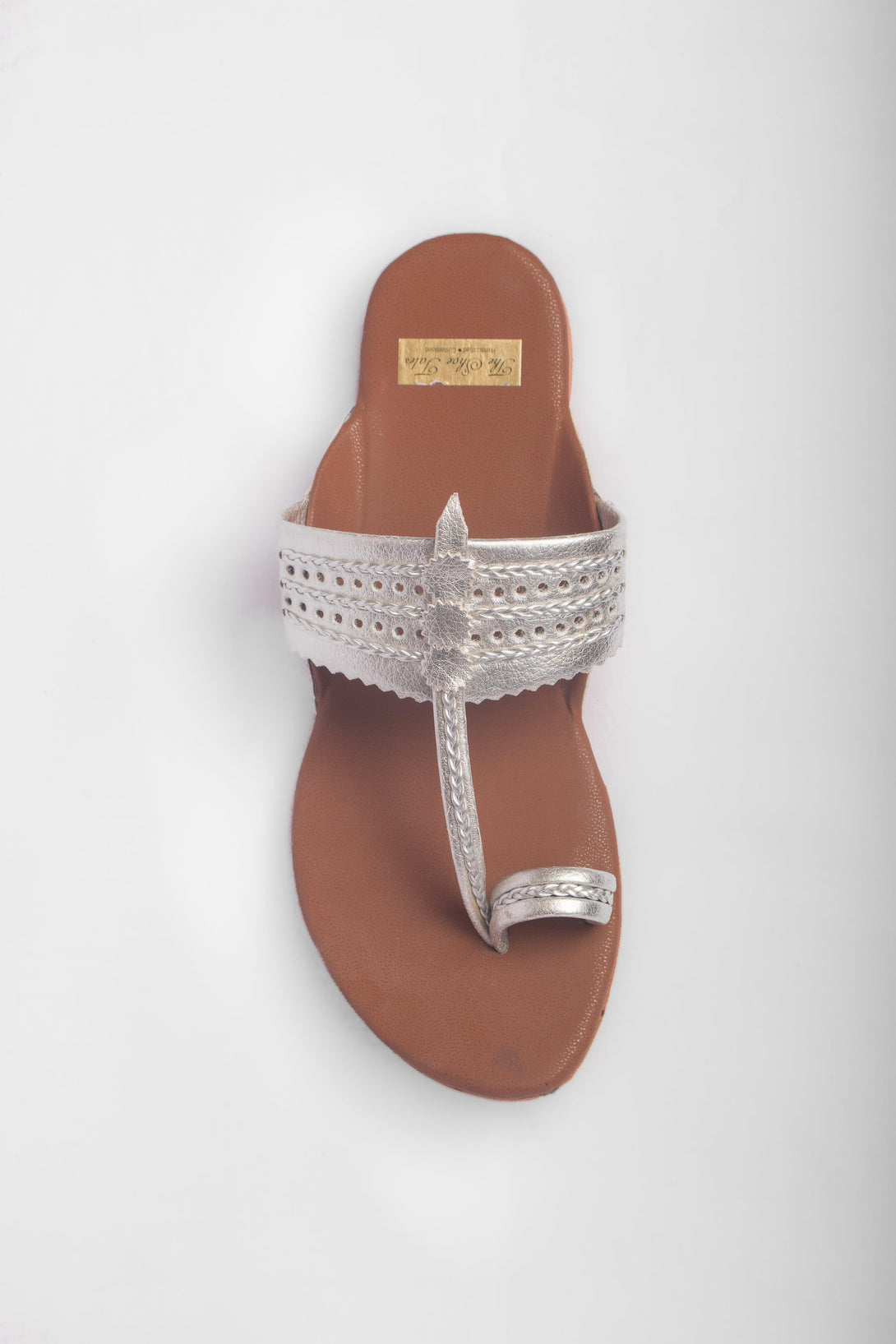 Women's Brown &Silver Kolhapuris - The Shoe Tales - Indiakreations