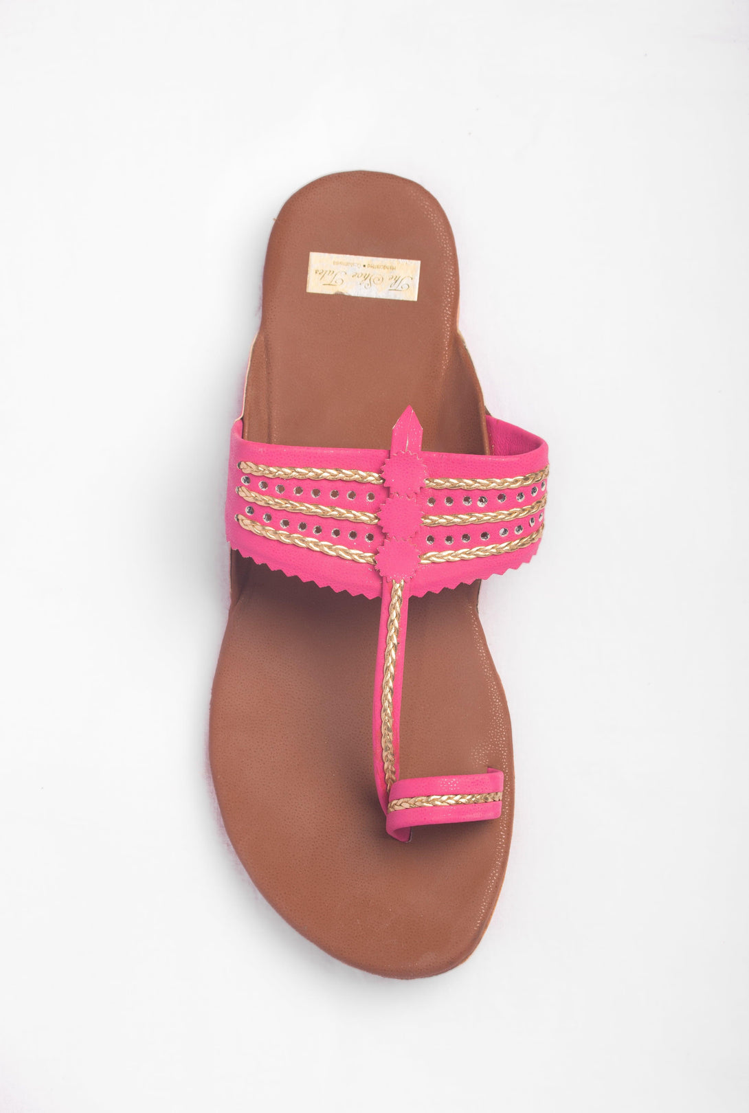 Women's Brown & Pink Jazzy Kolhapuris - The Shoe Tales - Indiakreations