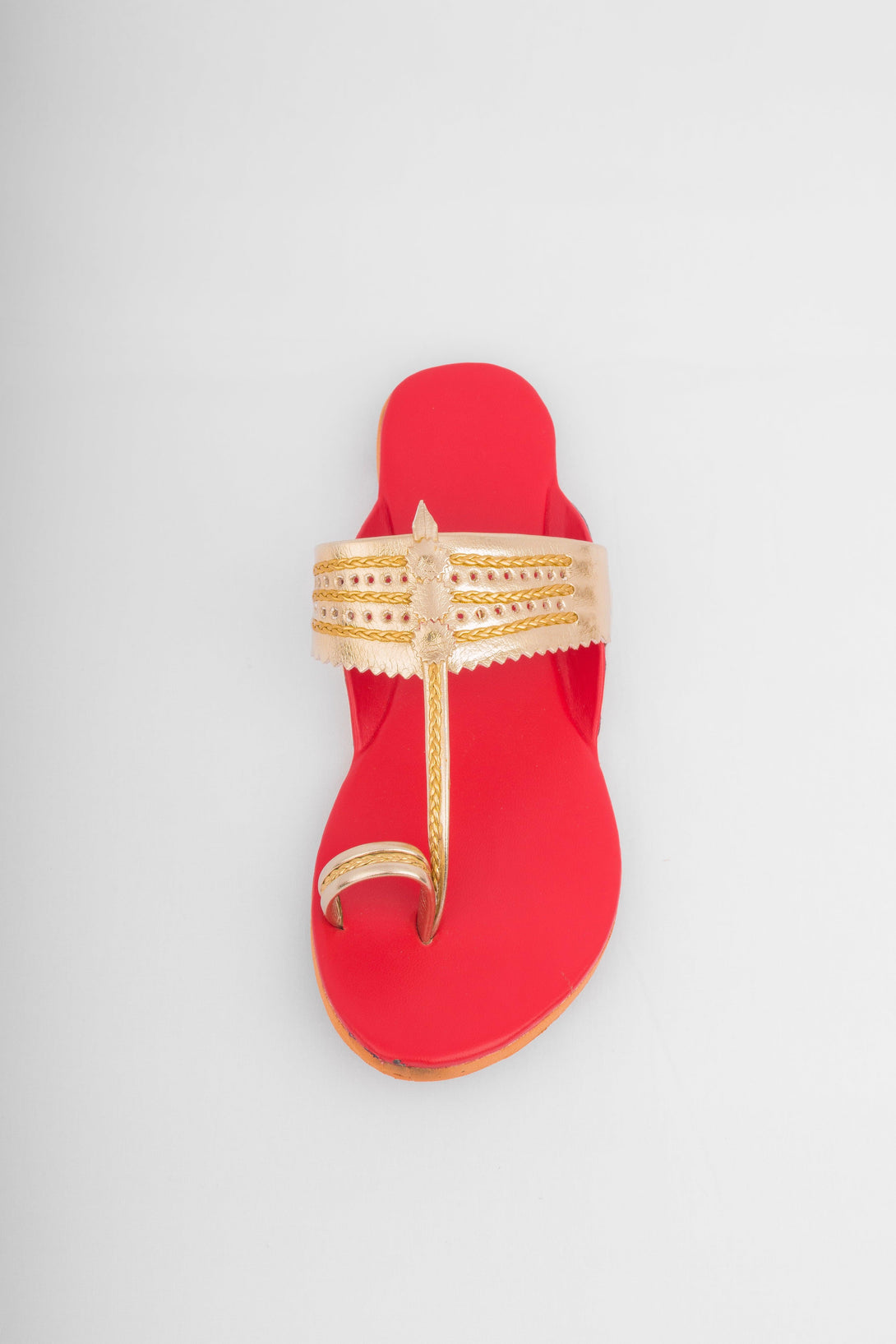 Women's Red And Golden - The Shoe Tales - Indiakreations