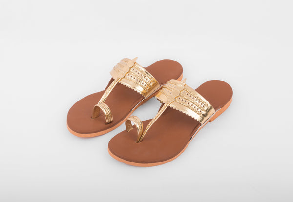 Women's Tan & Golden - The Shoe Tales - Indiakreations