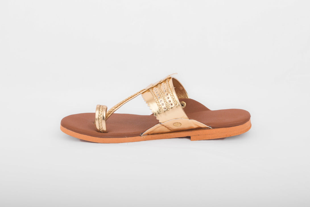 Women's Tan & Golden - The Shoe Tales - Indiakreations