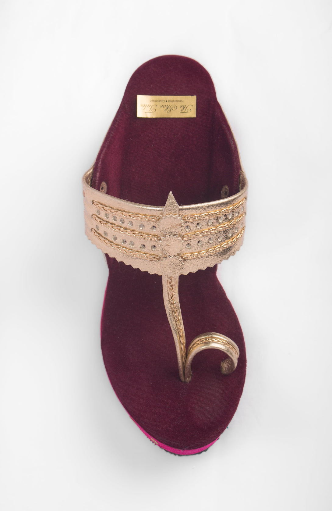 Women's Pink & Golden  Kolhapuri Wedges - The Shoe Tales - Indiakreations