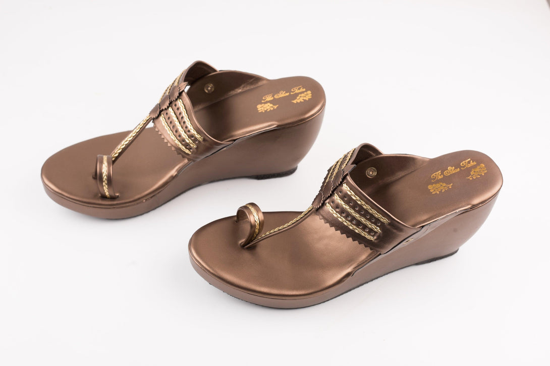 Women's Copper Wedges - The Shoe Tales - Indiakreations