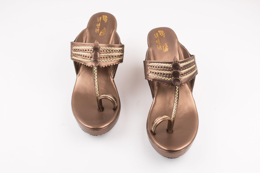 Women's Copper Wedges - The Shoe Tales - Indiakreations