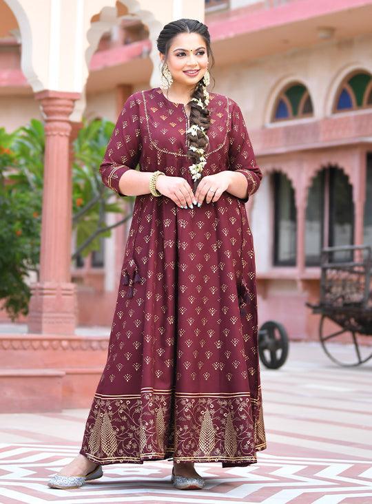 Maroon Anarkali Ethnic Gown - Indiakreations