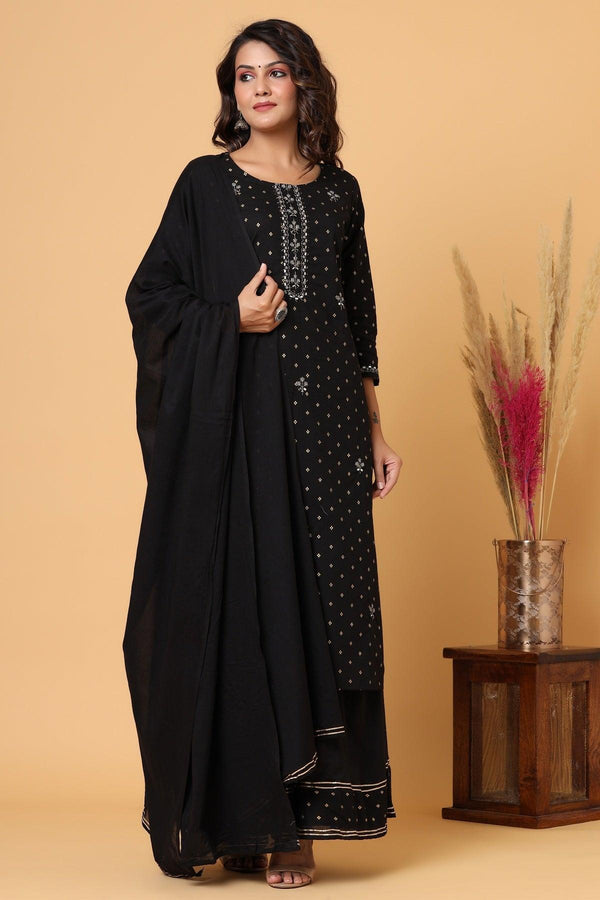 Women's Black Gold Print Suit Set - KAAJH - Indiakreations