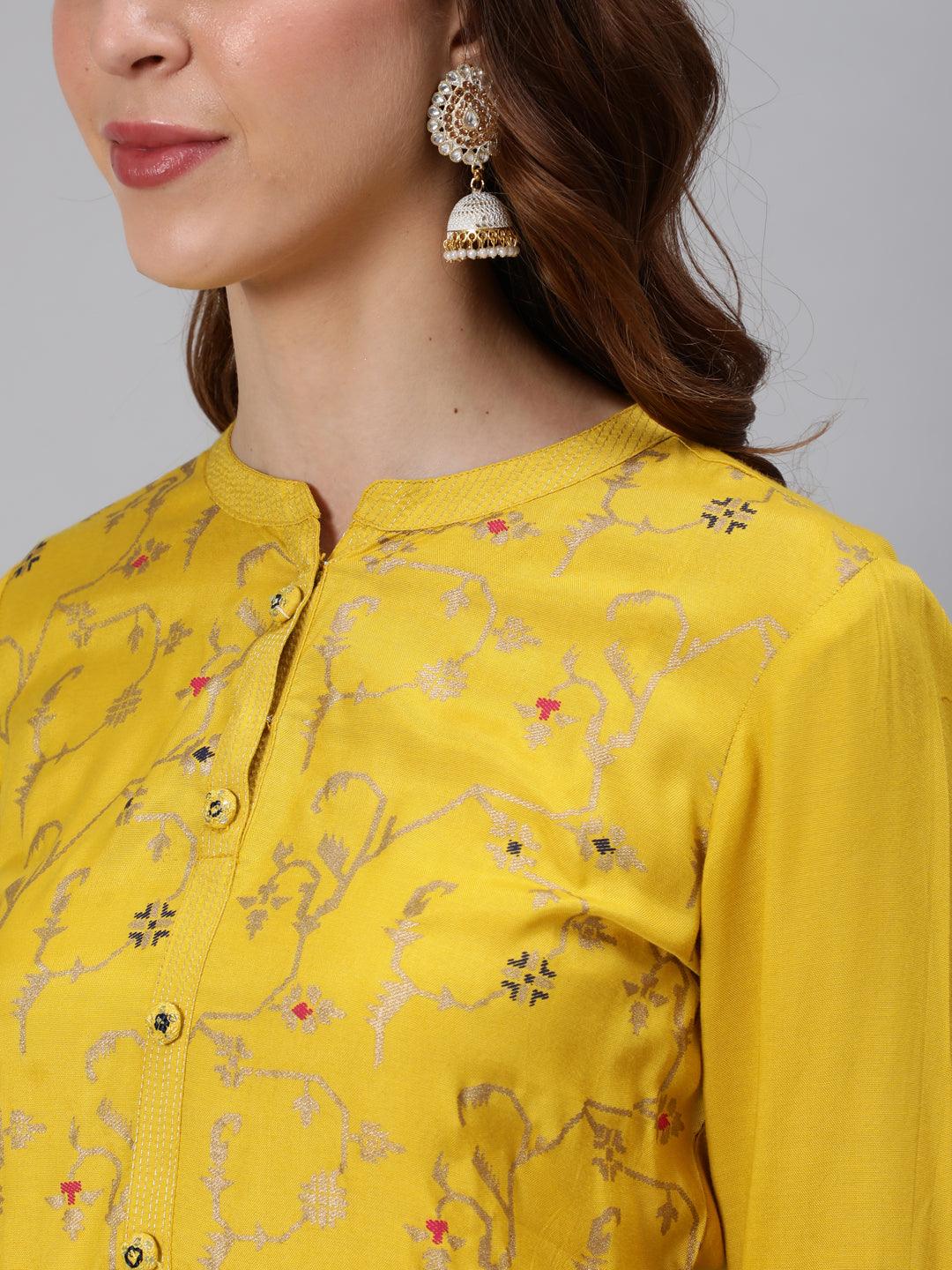 Women's Yellow Kurta & Pants with Dupatta suit Set by Ishin- (3pcs set) - Indiakreations