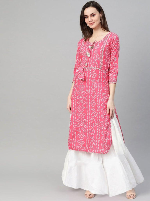 Women's Pink Embellished Kurta by Ishin - Indiakreations