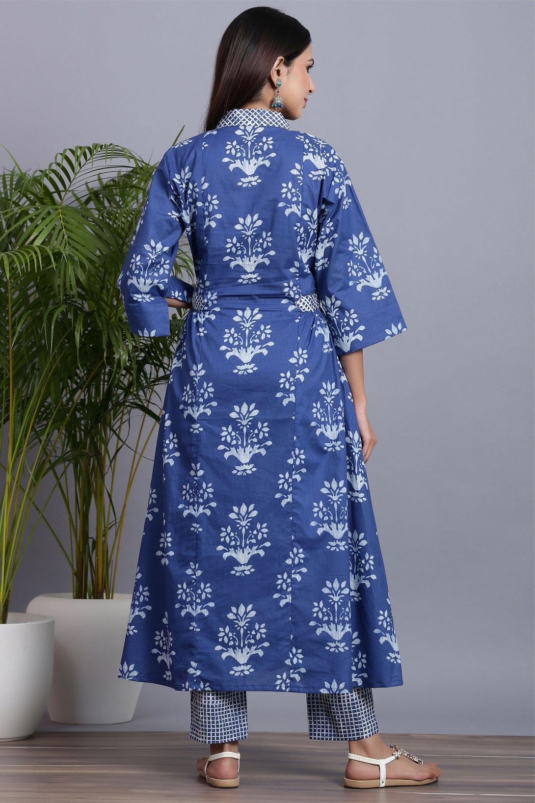 Floral Indigo Kurta Set - Indiakreations