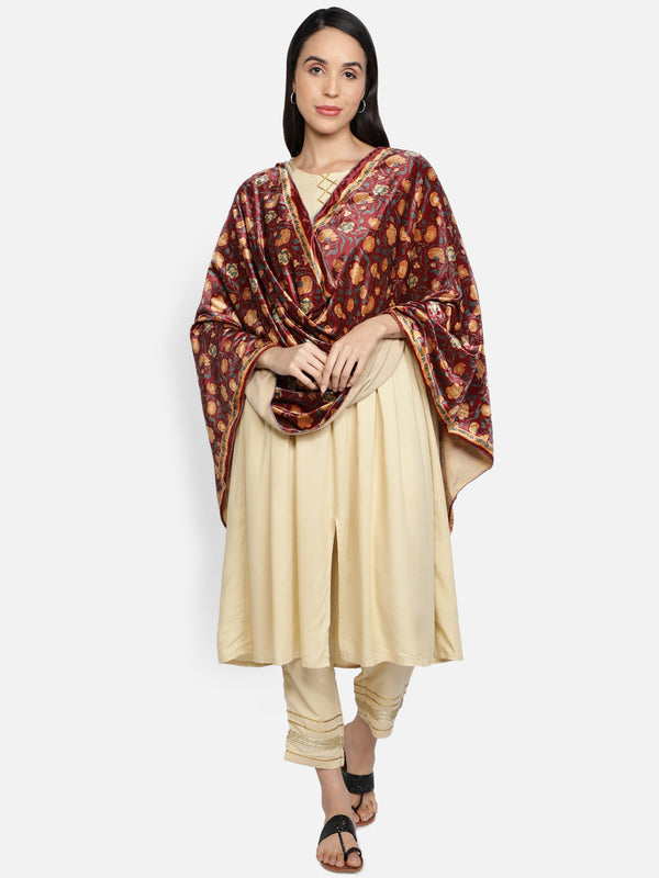 Women's Multicolored Polyster Velvet  Digital Printed Dupatta - VAABA