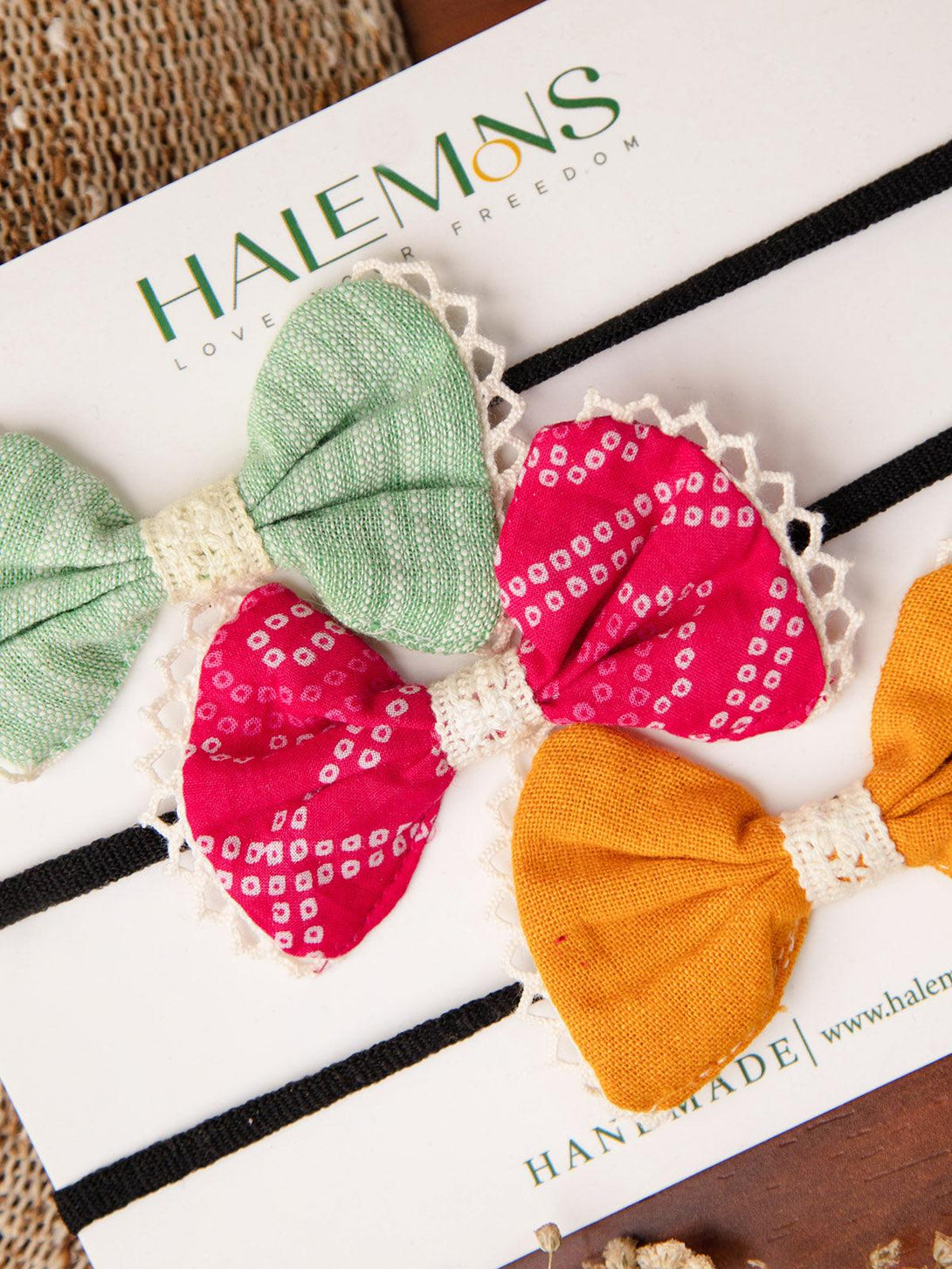 Girl's Lisa Baby Girl Toddler Handmade Bow Hair Bands pack of 3 - HALEMONS - Indiakreations