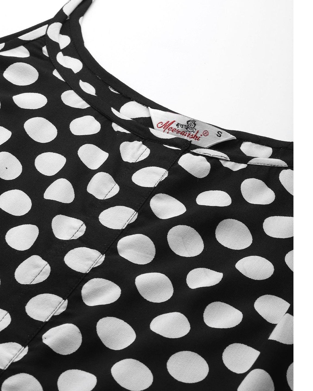 Women's Black and white polka dot Printed Night suit - Meeranshi - Indiakreations