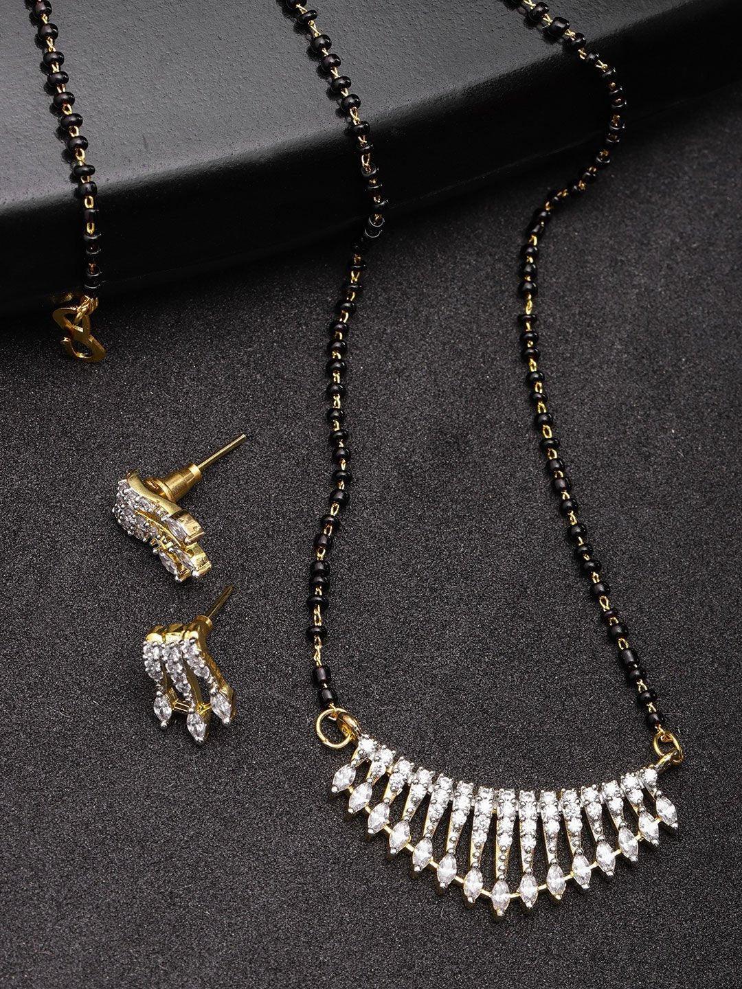 Women's Stylish Gold Plated American Diamond Mangalsutra Set For Women - Priyaasi - Indiakreations