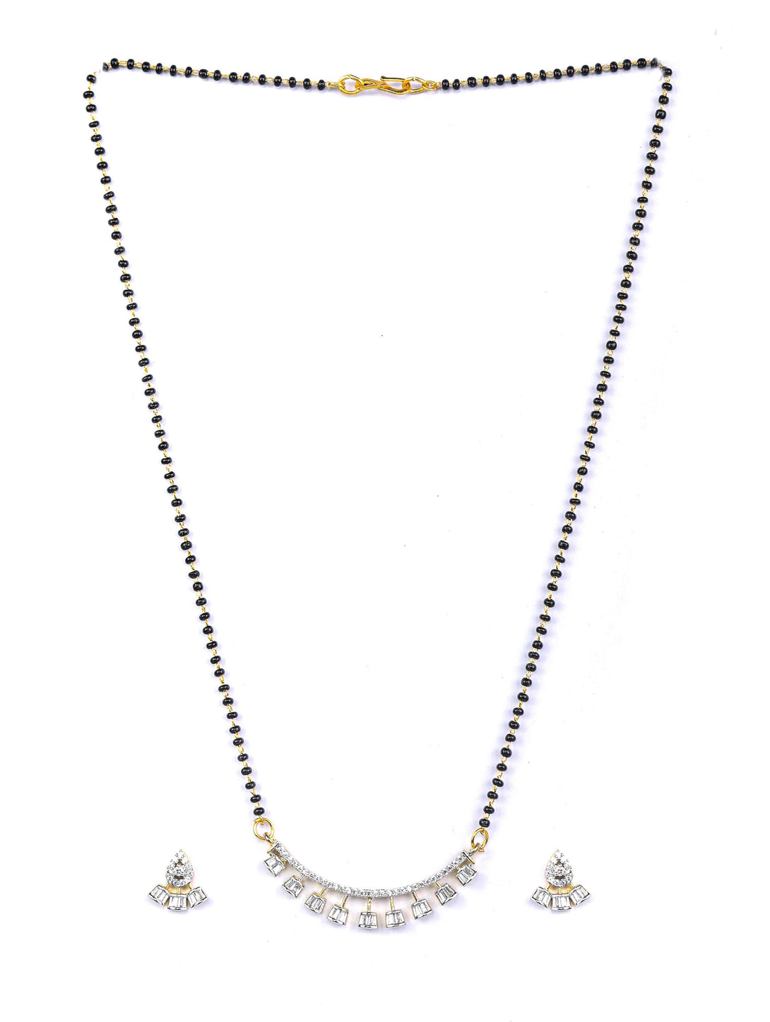 Women's American Diamond Gold Plated Mangalsutra Set - Priyaasi - Indiakreations