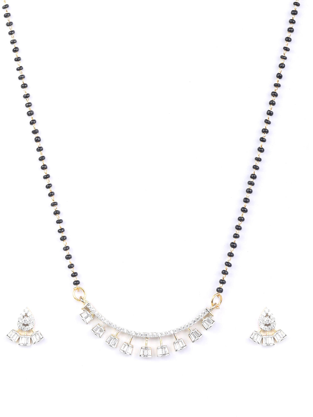 Women's American Diamond Gold Plated Mangalsutra Set - Priyaasi - Indiakreations