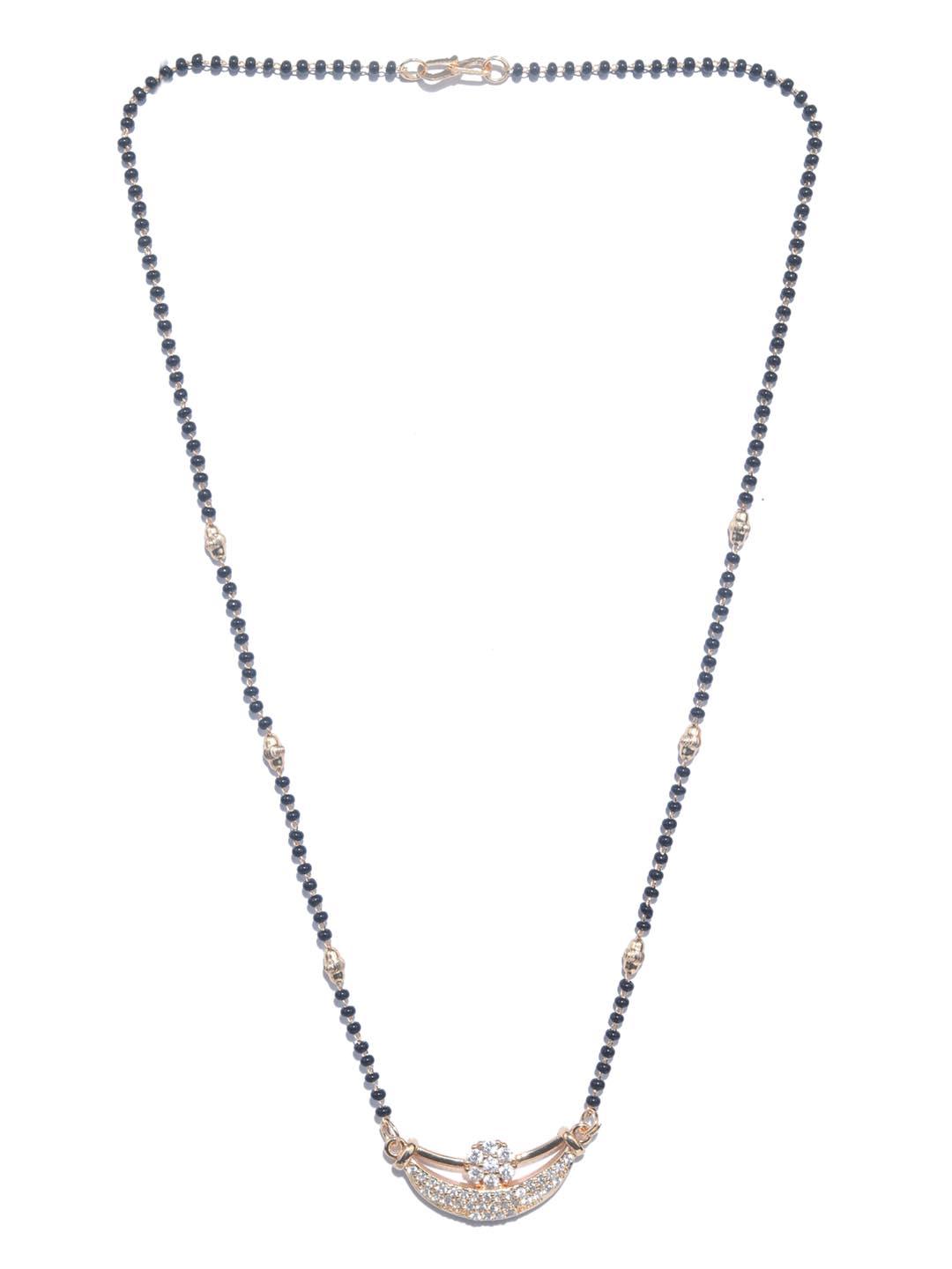 Women's Set of 2 American Diamond Rose Gold Plated Mangalsutra - Priyaasi - Indiakreations