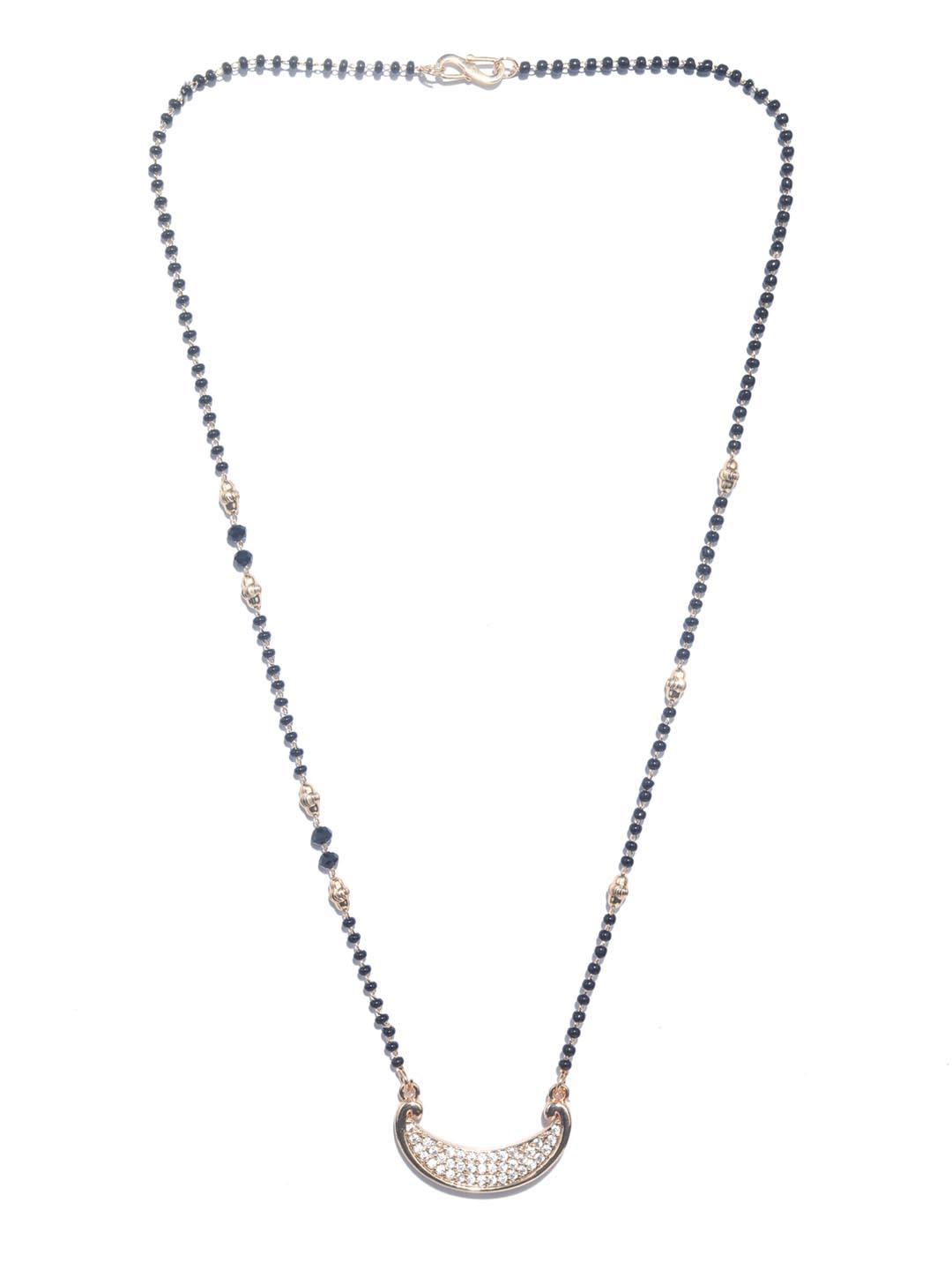 Women's Set of 2 American Diamond Rose Gold Plated Mangalsutra - Priyaasi - Indiakreations