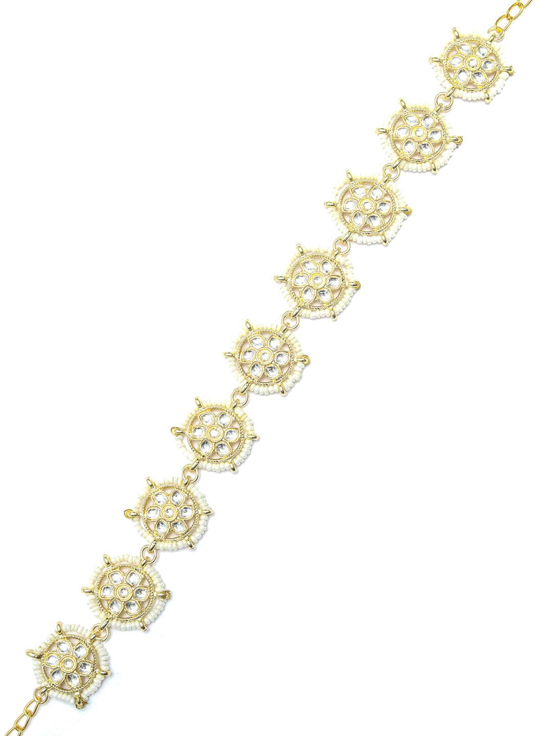 Women's Kundan Gold Plated Floral Mathapatti- Priyaasi - Indiakreations